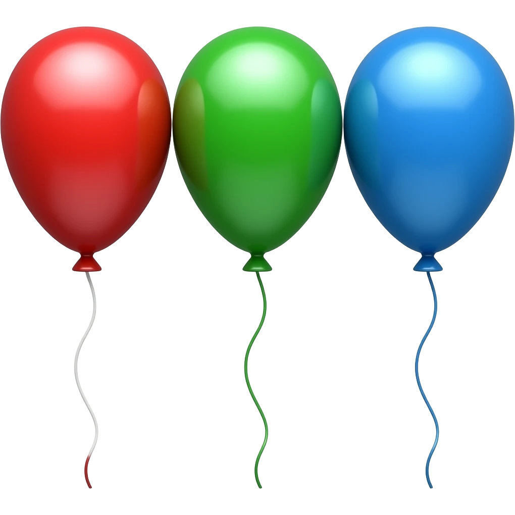 only three balloons, red green and blue no string emoji