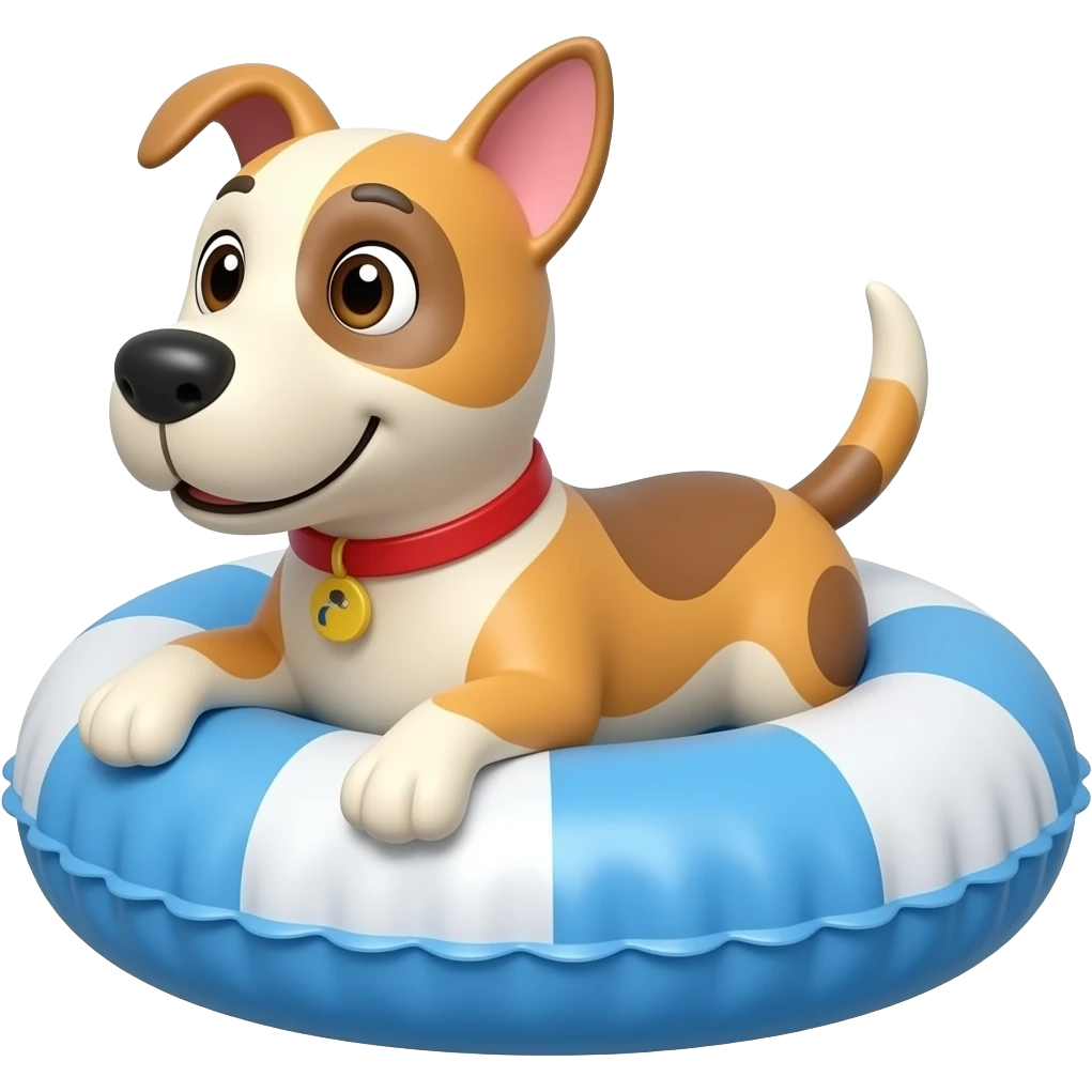 make a dog using a inflatable pool float, make it in an emoji style emoji