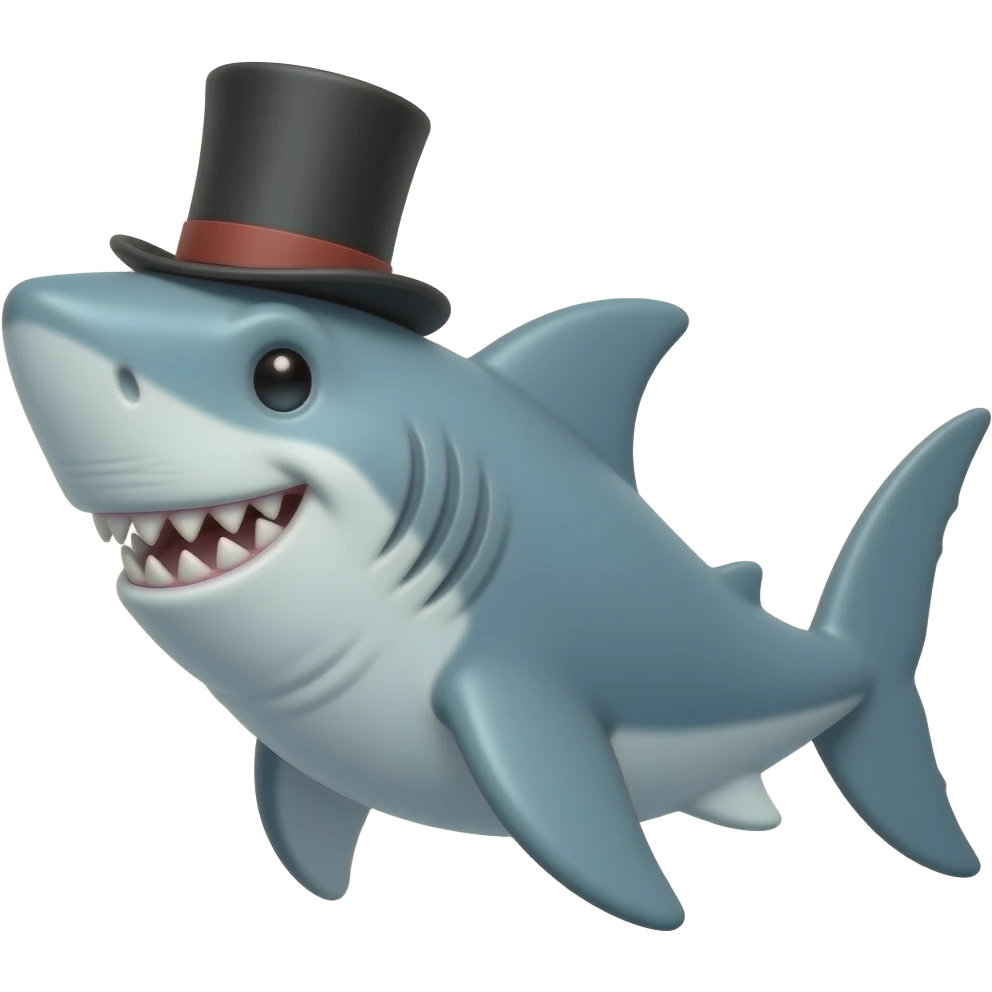 Shark with a top hat emoji