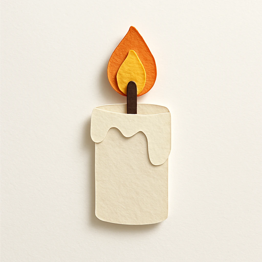 white candle, paper craft style emoji