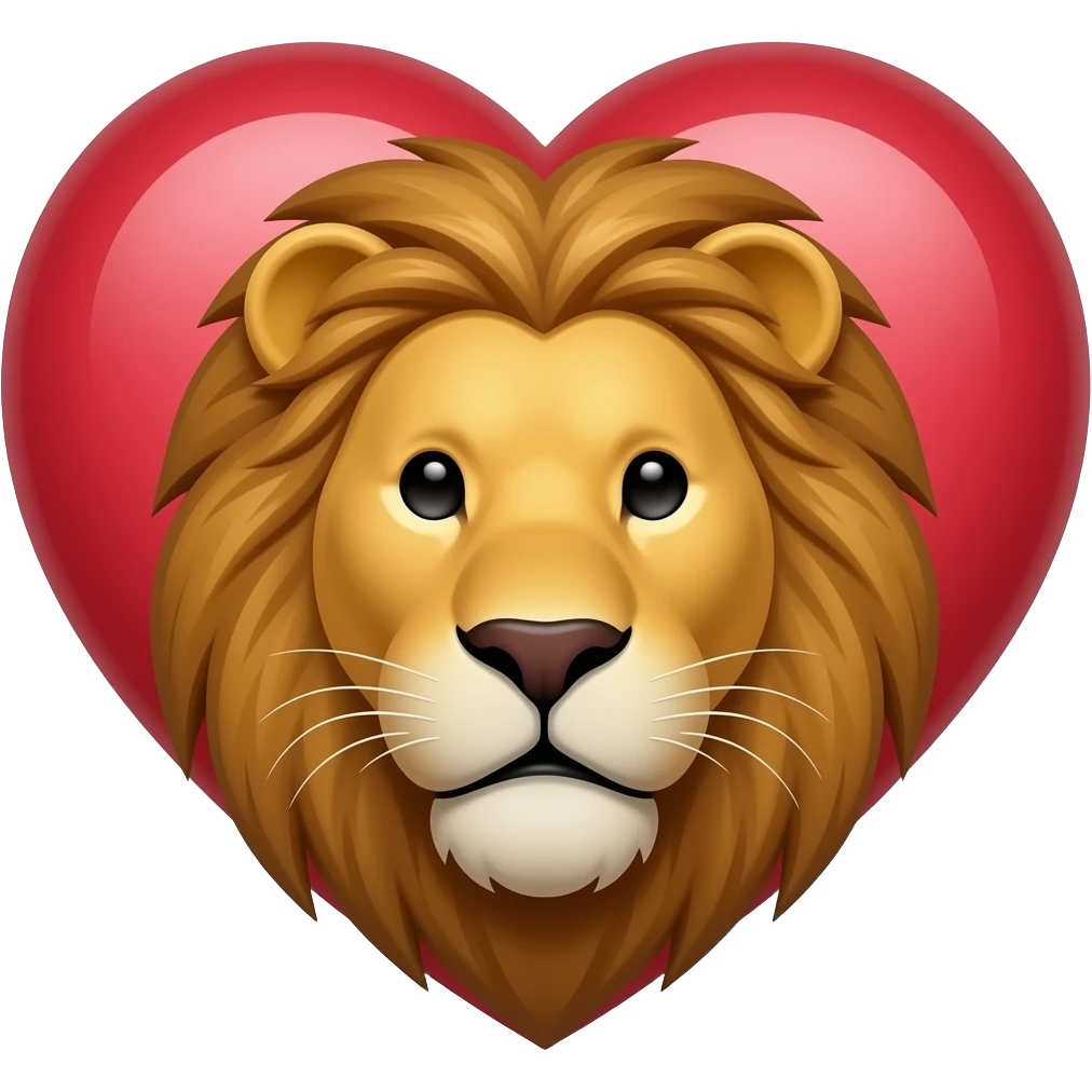 Cara León dentro de corazón emoji