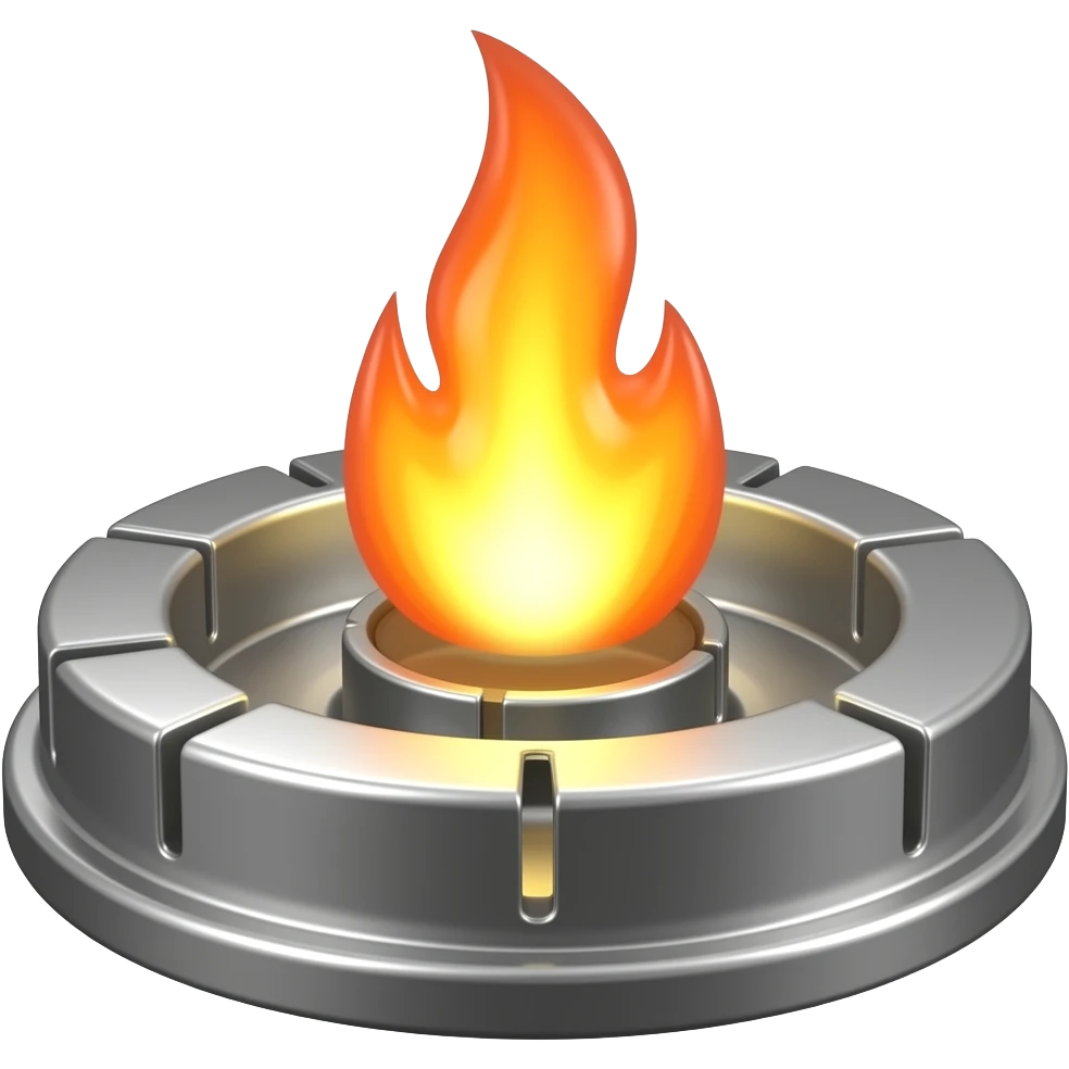 side view of a gas stove pit burner head emoji