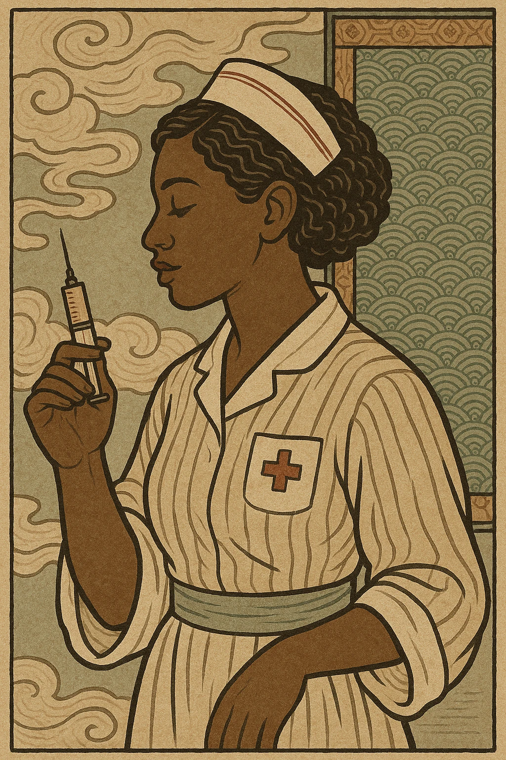 a black female nurse emoji