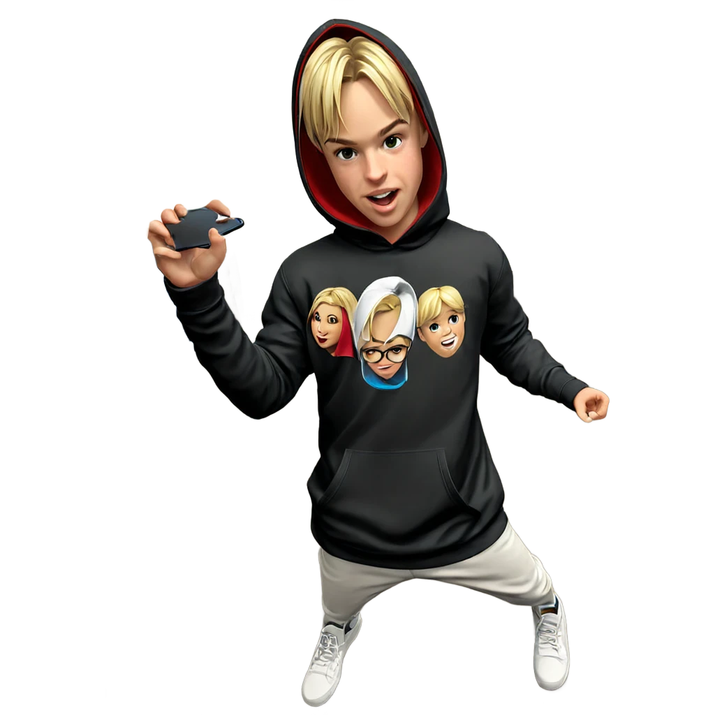 blonde boy in hoodie indoors emoji