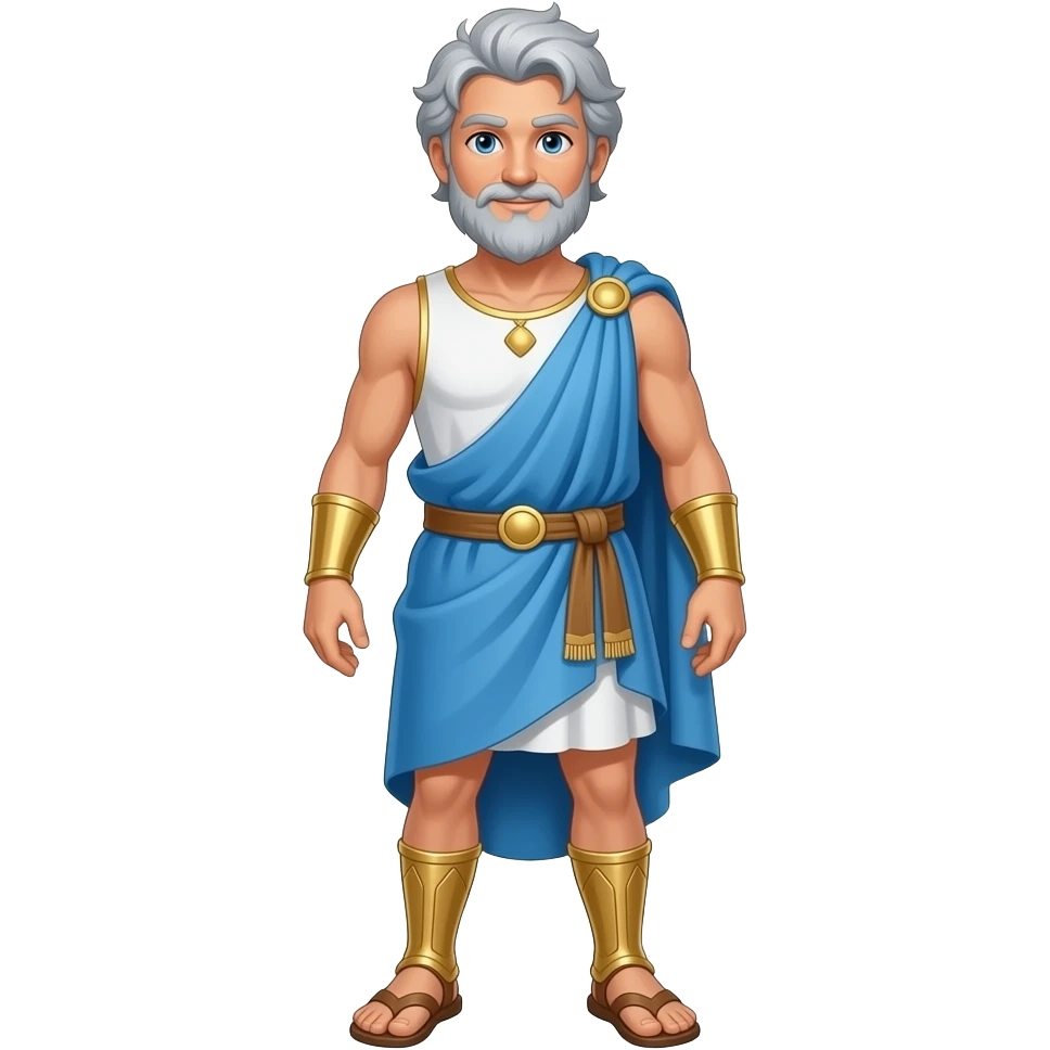 greek god white handsome full body, a bit older, with gray hair emoji