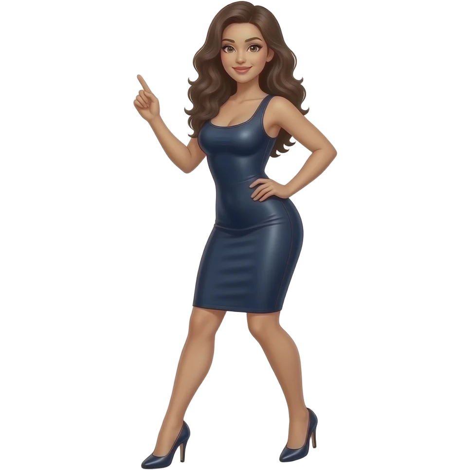 A woman dancing in a tight bodycon dress, wearing low heels (kitten heels), elegant pose, confident look emoji