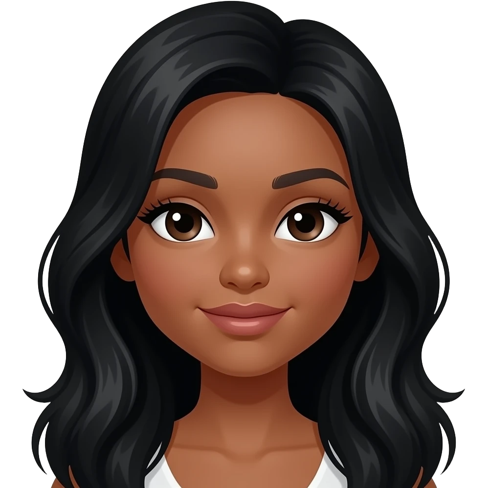 Brown girl long black  hair .long eyelashes  .IOS emoji style emoji