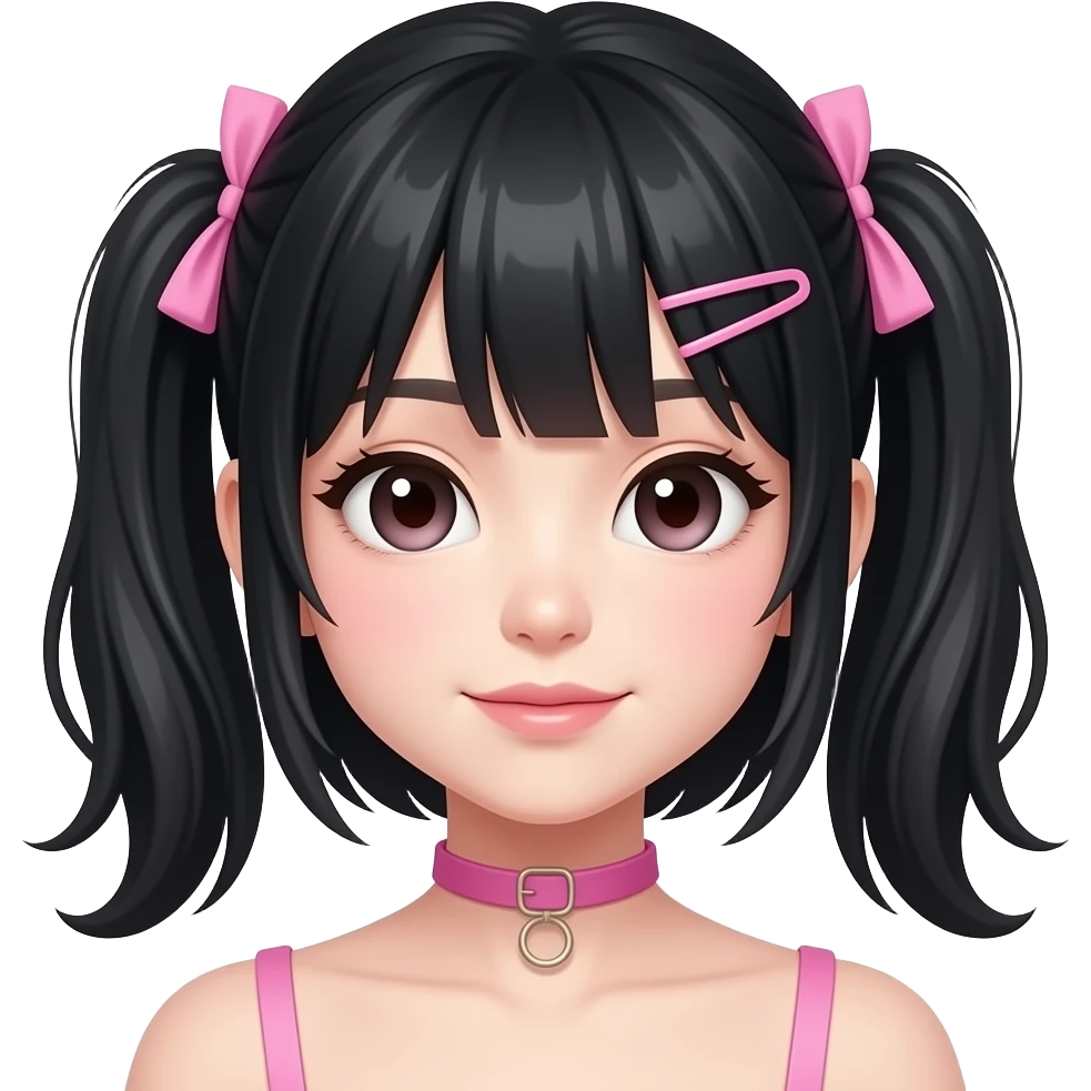 Gyaru black head with pink accessories emoji
