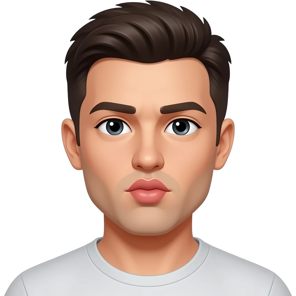 alpha male short hair with kiss lips ans perfect face corners emoji