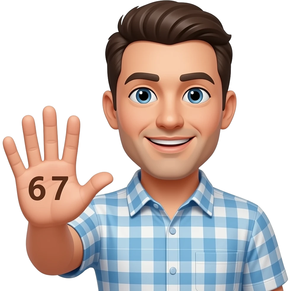 Guy showing hand 67 emoji