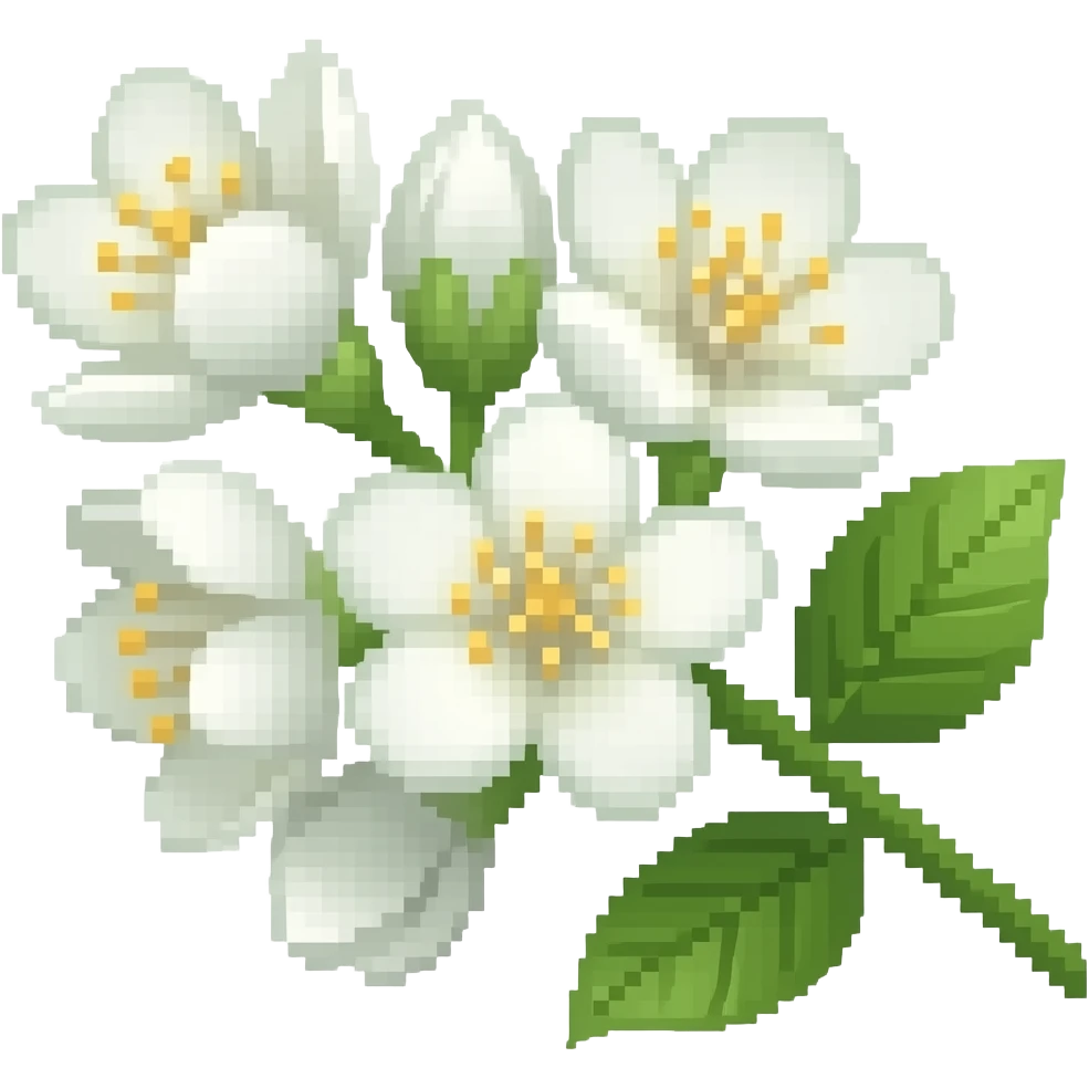 white jasmine flowers pixelated emoji