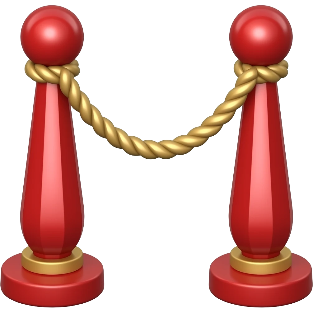 App logo of 2 red fancy stanchions roped together emoji