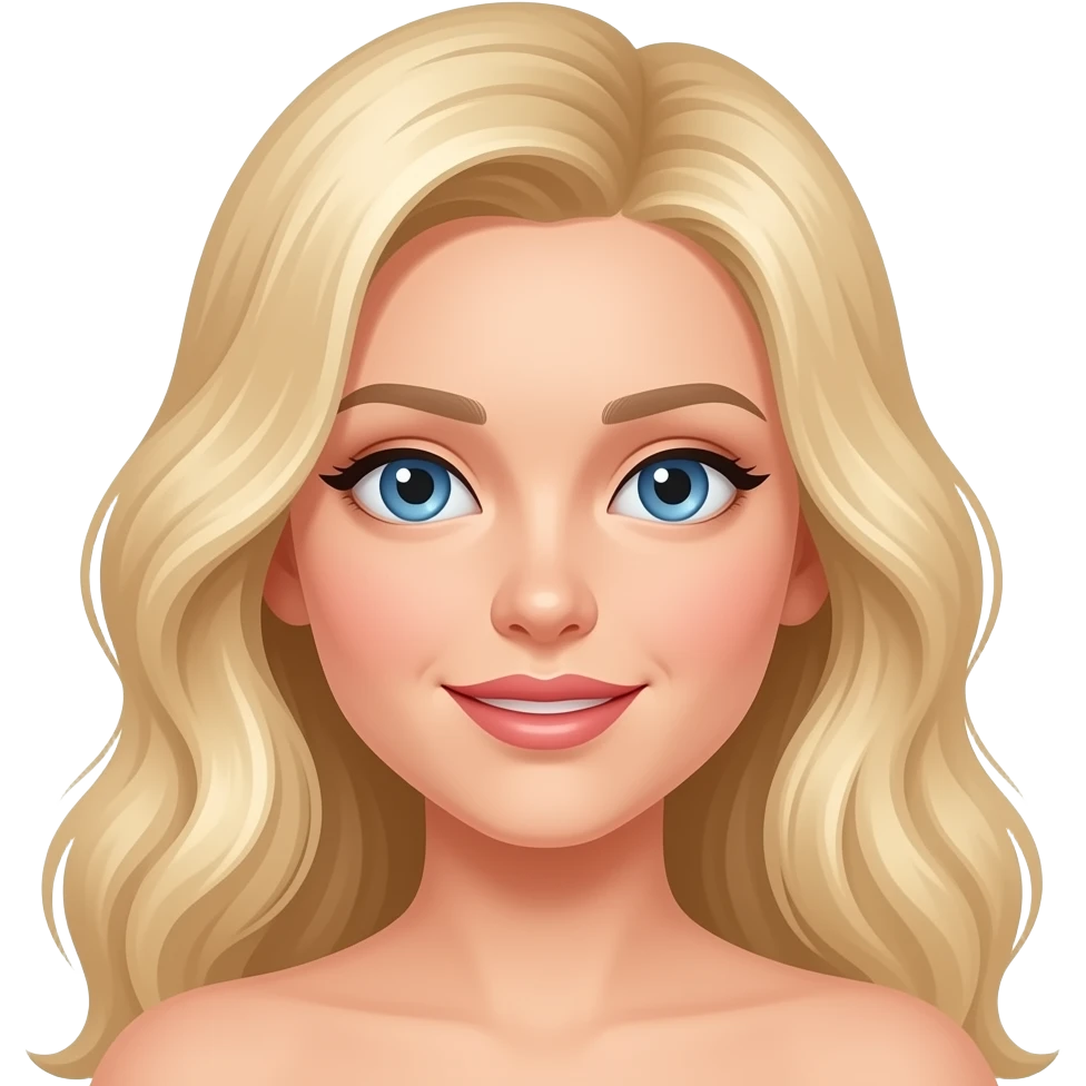 րubia ojos selestes un poco de ondas en el pelo yel pelolargo emoji