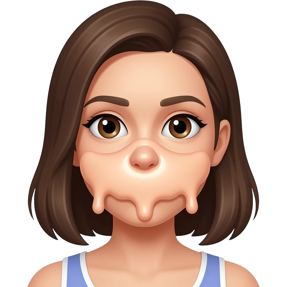 Woman with a huge load of semen on her face emoji