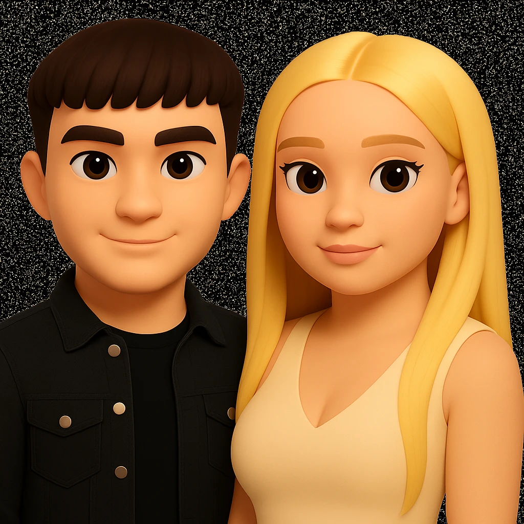 Slightly increase the volume of the upper body of the girl, slightly turn her to face forward, and make the skin color uniform. Maintain the cartoonish 3D style in the image. emoji