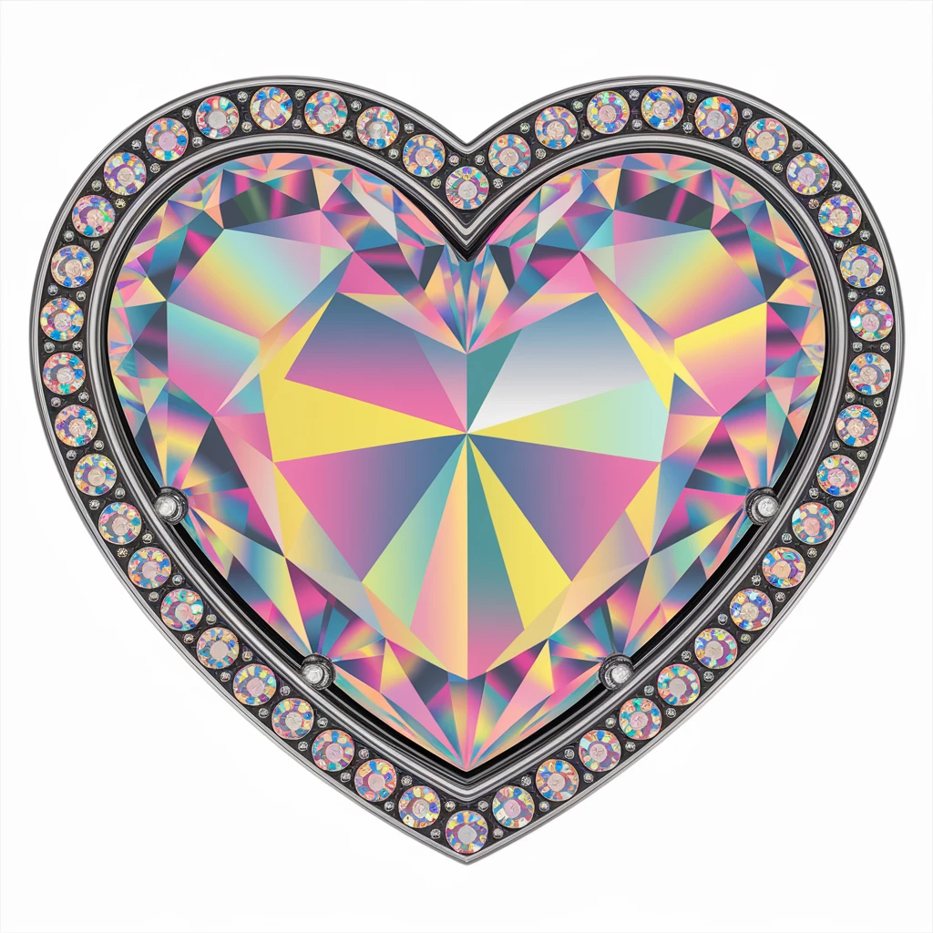 heart with a holographic crystal border emoji