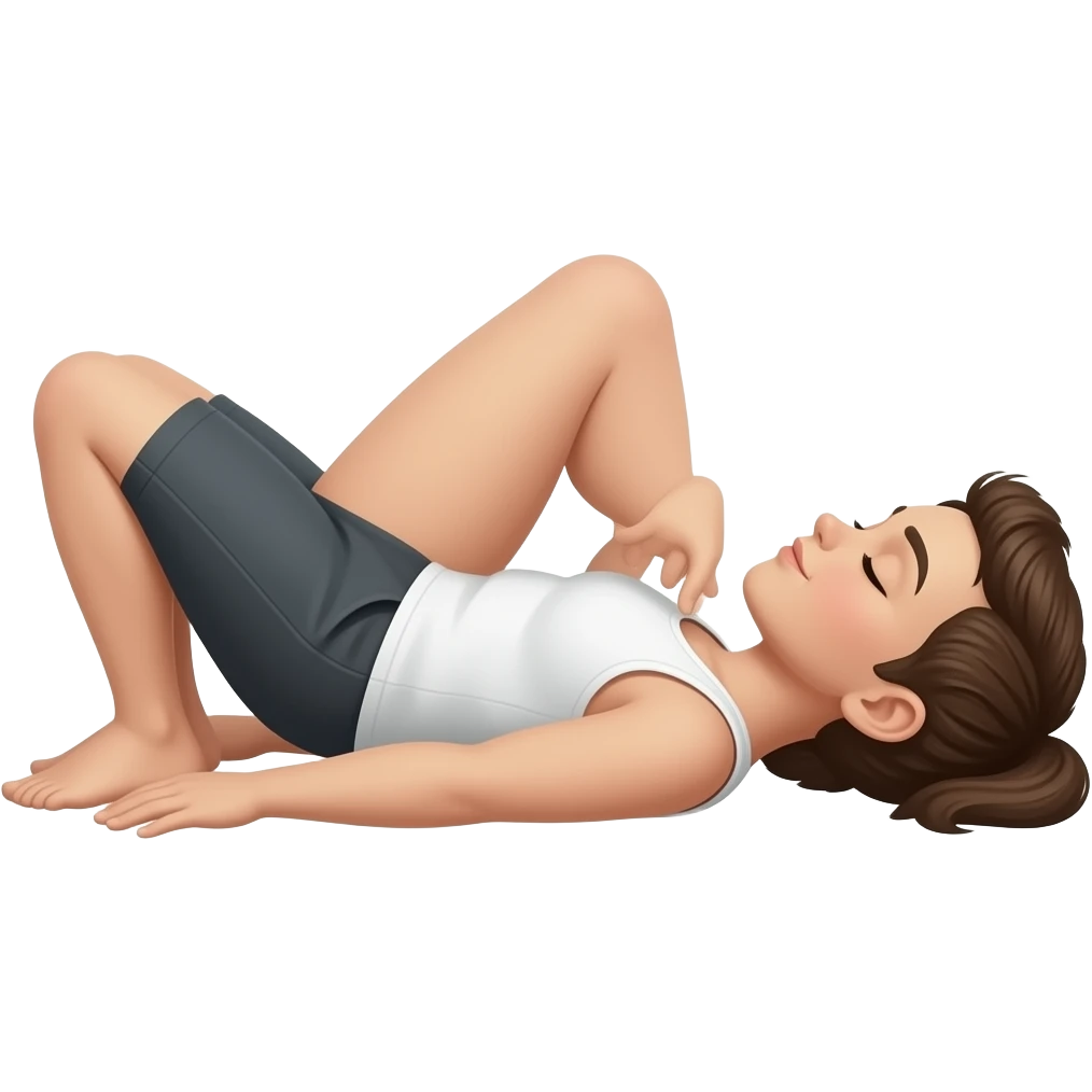 knees up 45 degree, feet on ground, lying on back. from side emoji