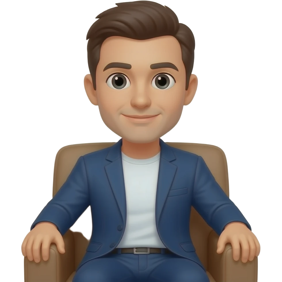 Sandalyede oturan adam  eleri koltukta olsun emoji