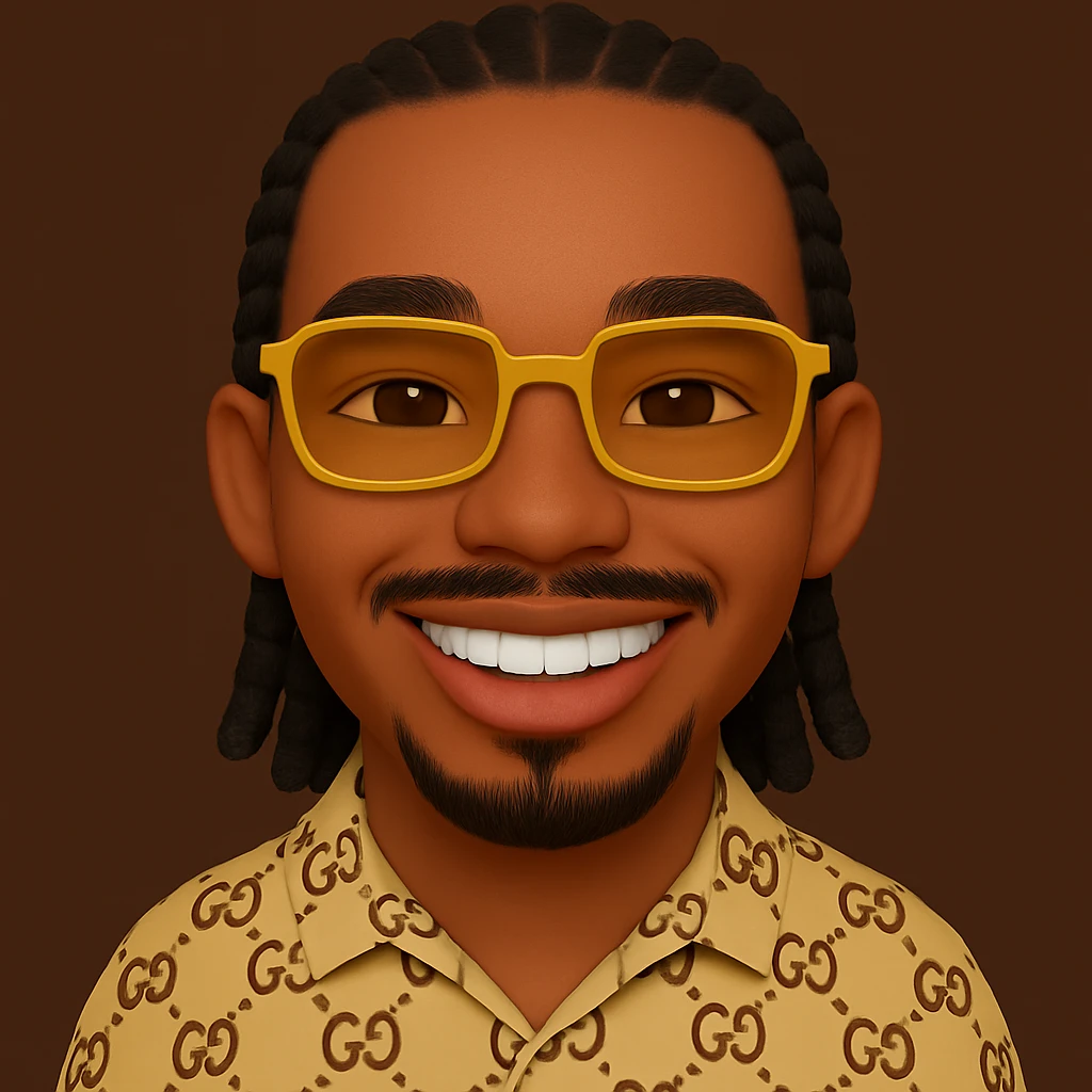 Keep absolutely all details, proportions, colors, style, accessories, clothing, hair, braids, glasses, etc. identical to the reference image. Add only a natural smile with visible white teeth. emoji