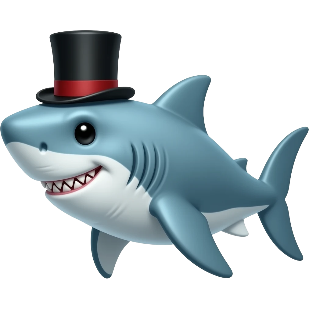 Shark with a top hat emoji