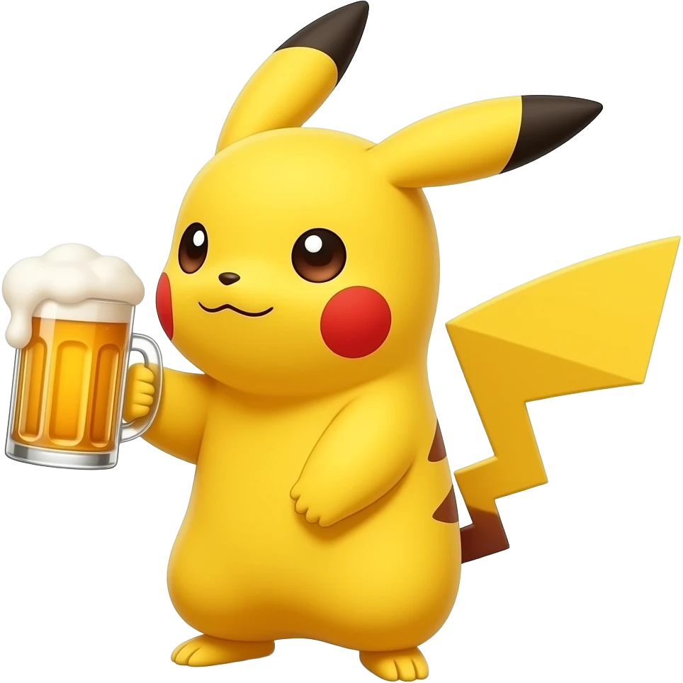 Pikachu drinks beerPikachu drinks beer emoji
