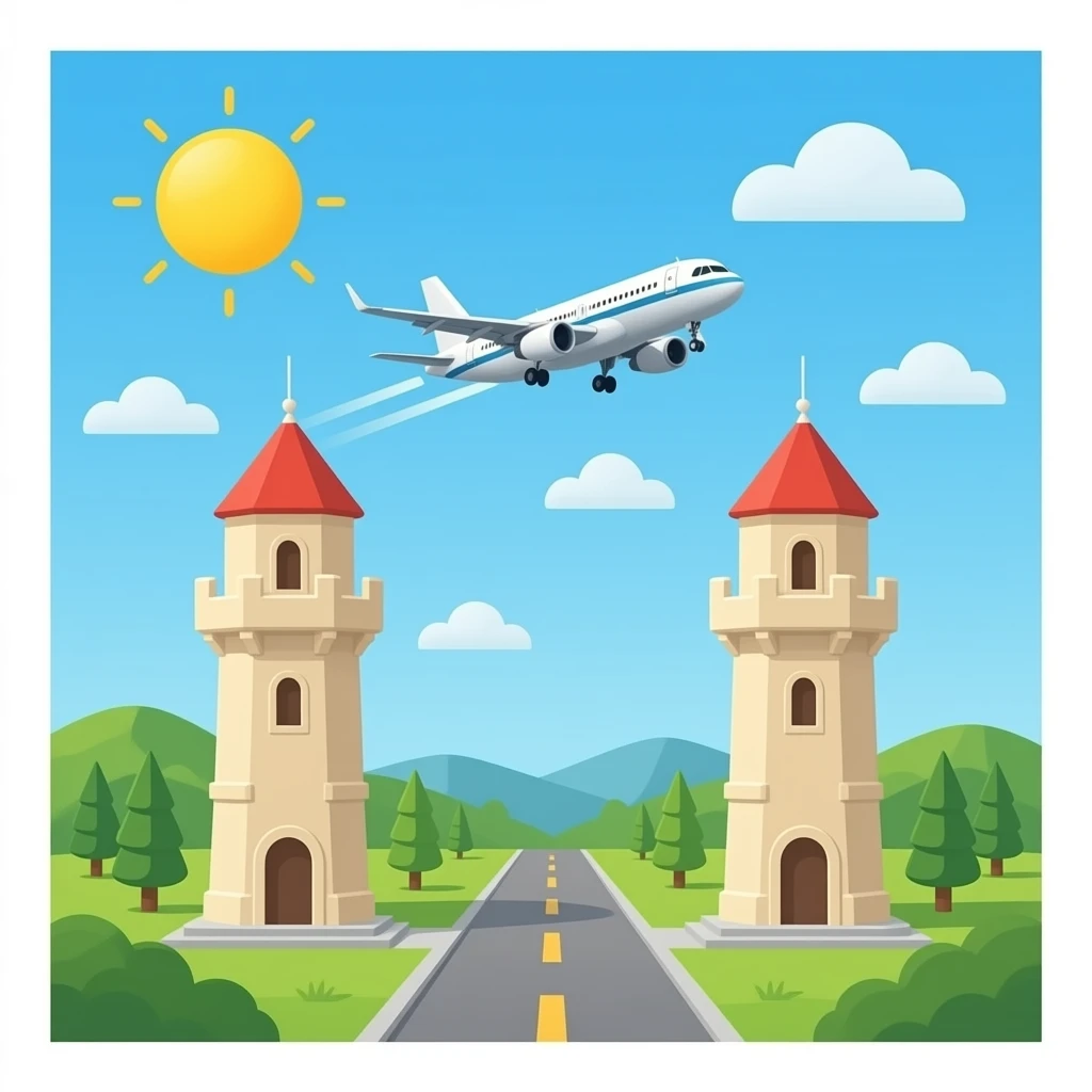 Deux tour avec un avions arrivant dessus emoji