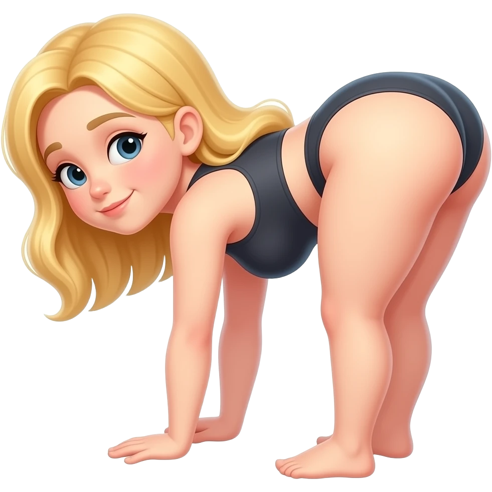 Bending over hands spreading huge butt cheeks curvy blonde short girl emoji