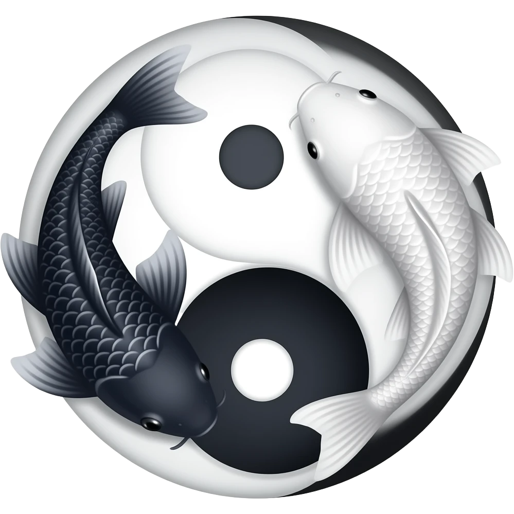 One black & one white Koi fish circling like ting and yang emoji
