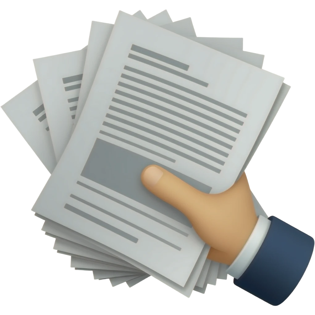 Из штаба протягивают руку с офисными бумагами emoji