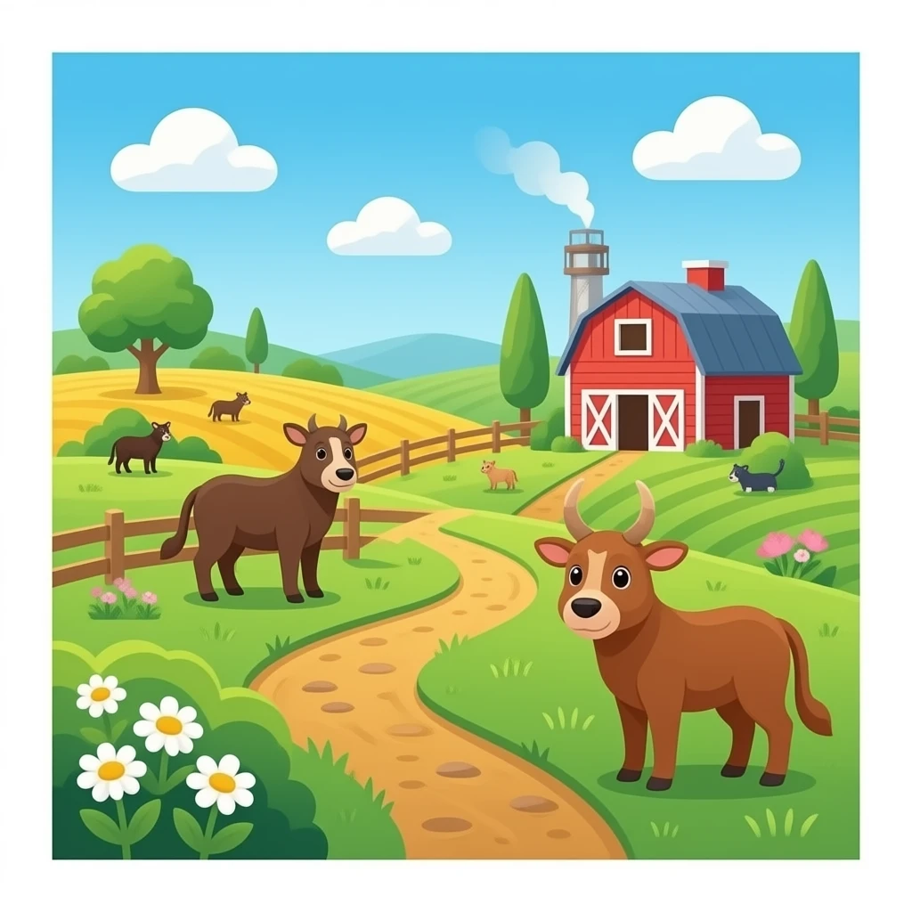 Farm cartoon background prt 2 no animals emoji