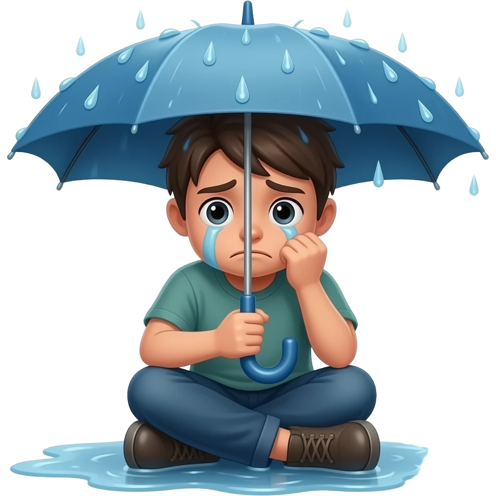 Worry sitting in the rain emoji