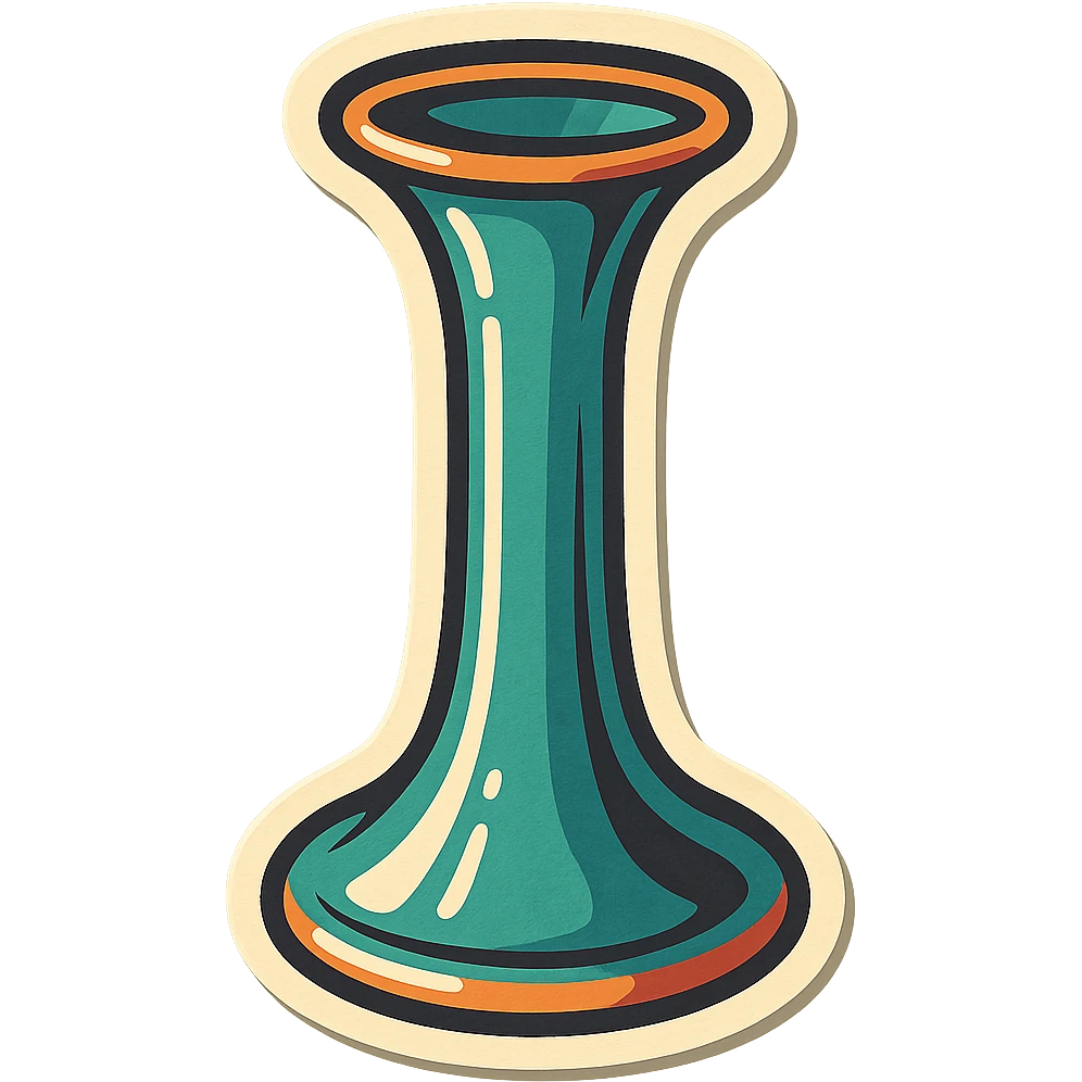 Obstetric Pinard stethoscope, rear view, retro stickers style, soft rounded shapes, expressive contours, vintage color palette, light paper texture, shadows and highlights, transparent background emoji