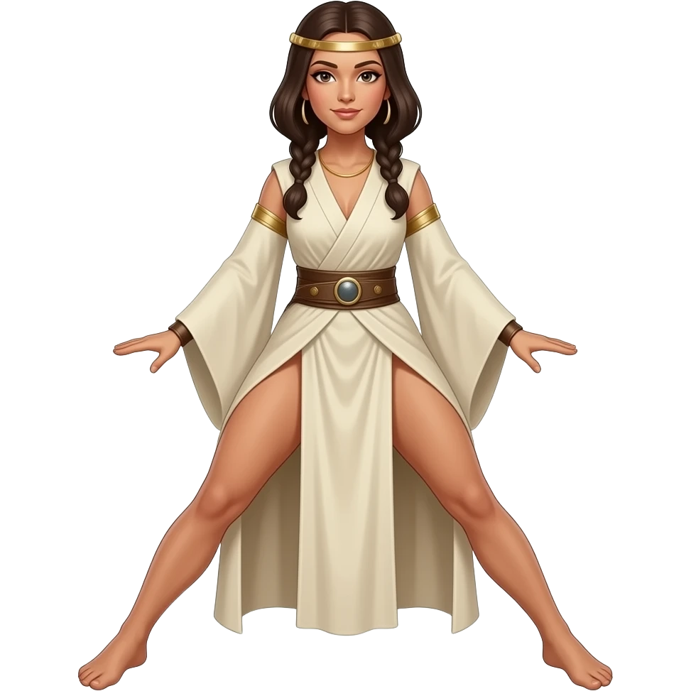 Naked Full body picture of Padme Skywalker naked, her leggs are very wide open emoji