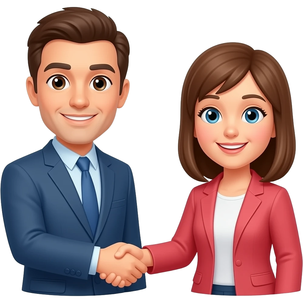 Hombre y mujer dándose la mano de forma informal emoji