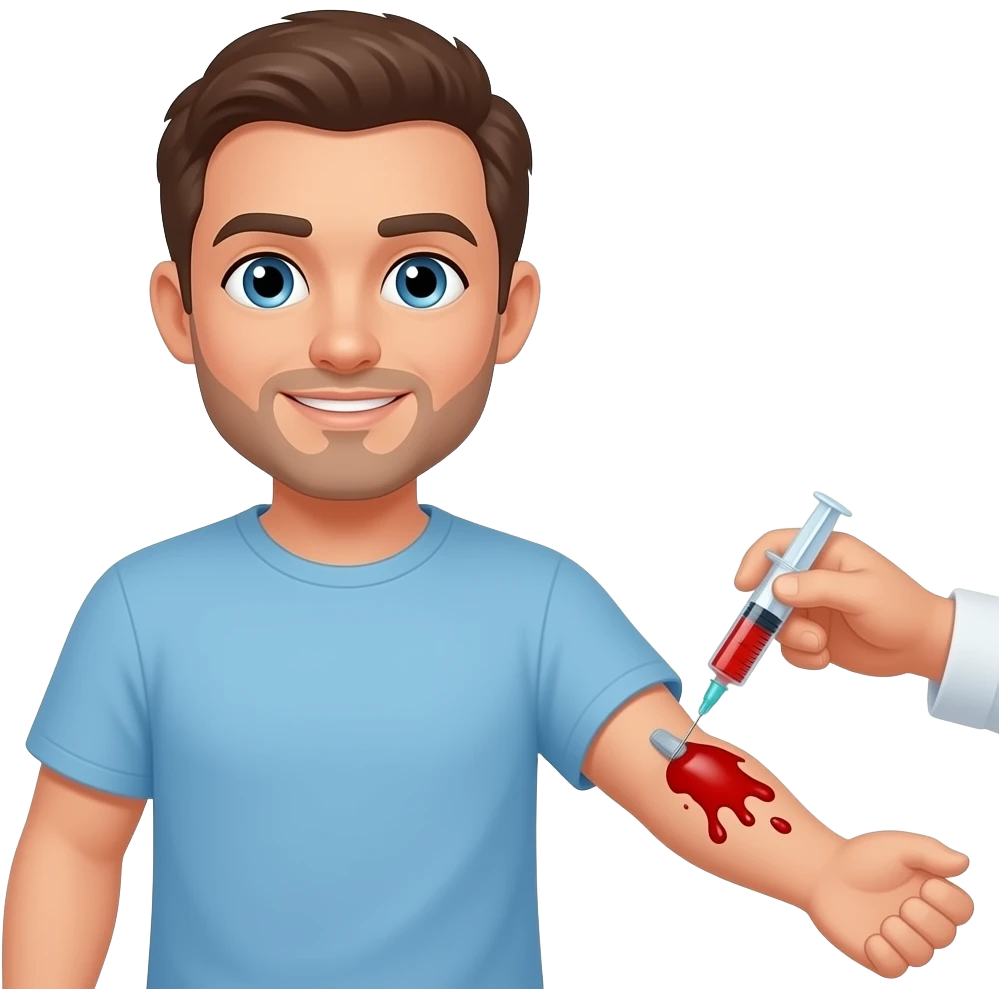 у мужчины берут кровь шприцом emoji