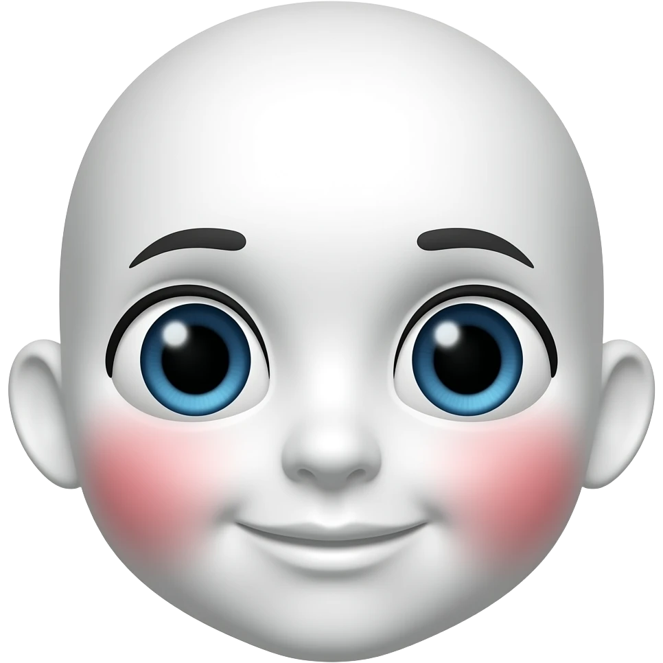 높은색상. 흰색 얼굴의 붉은색 홍조 큰 눈 파란 동공 이모티콘 emoji