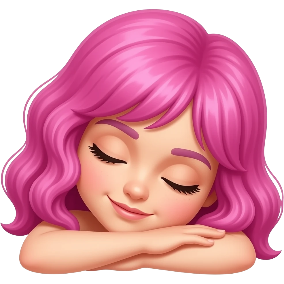 Funky Pink hair woman napping emoji