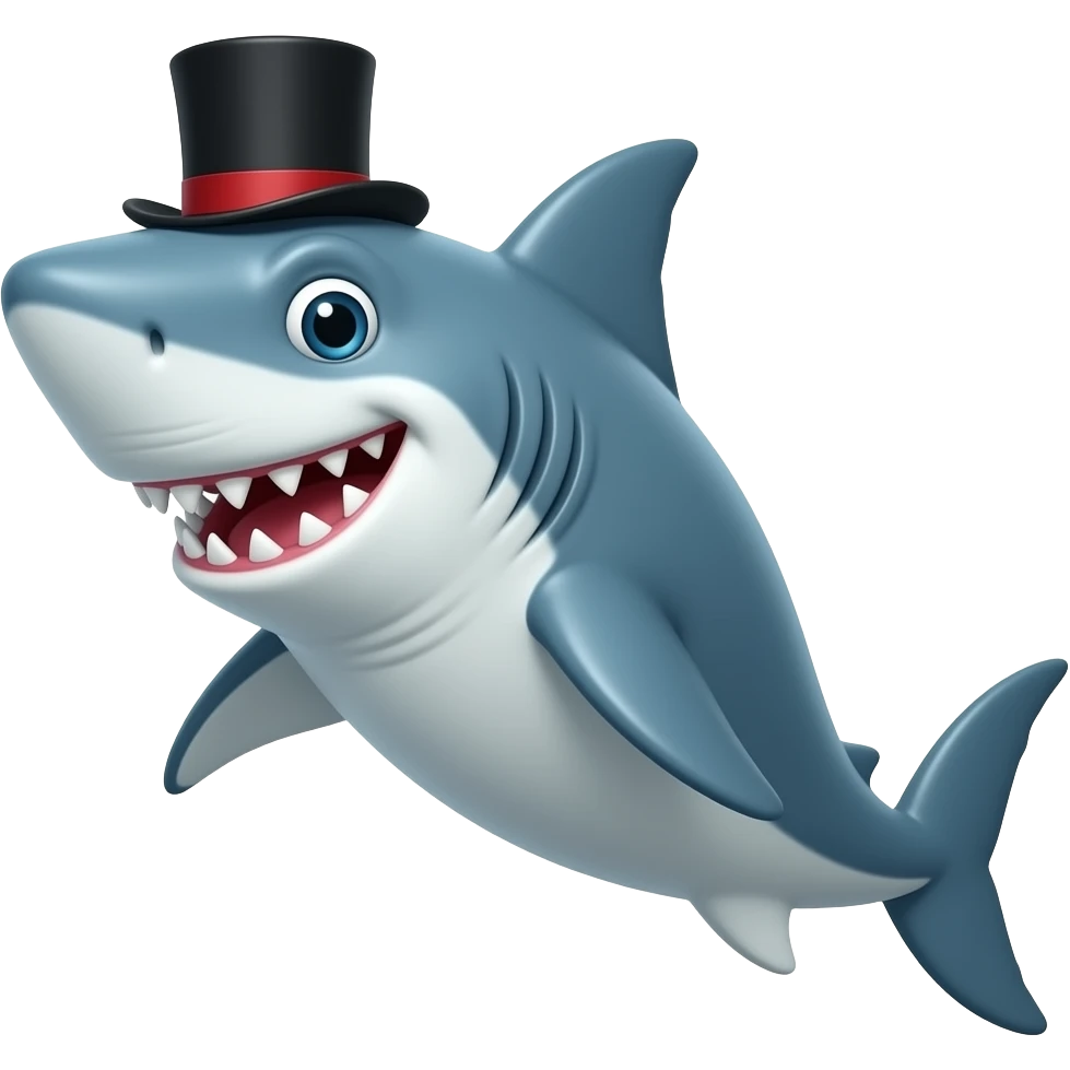 Shark with a top hat emoji