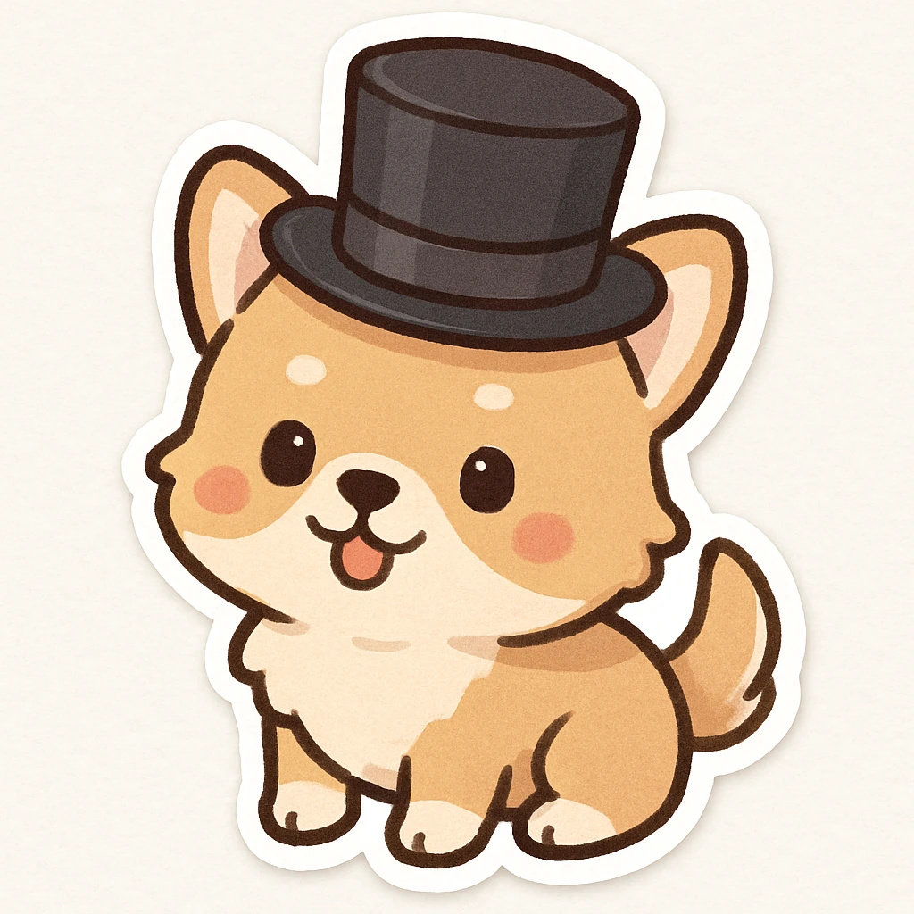 dog with tophat emoji