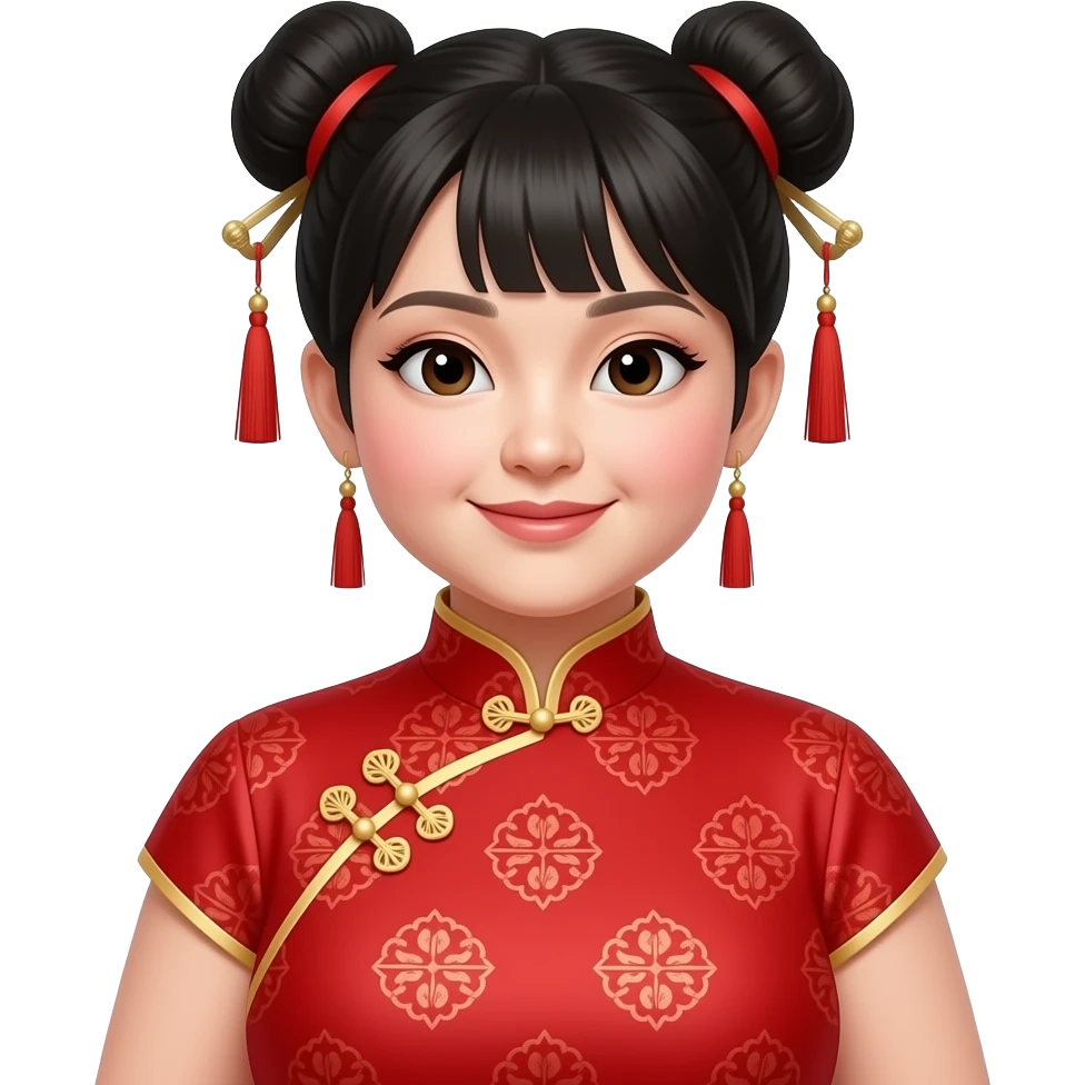 chinese fat woman with chinese red costume emoji