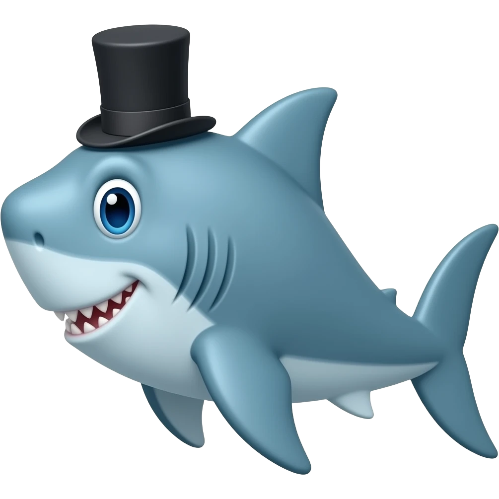 Shark with a top hat emoji