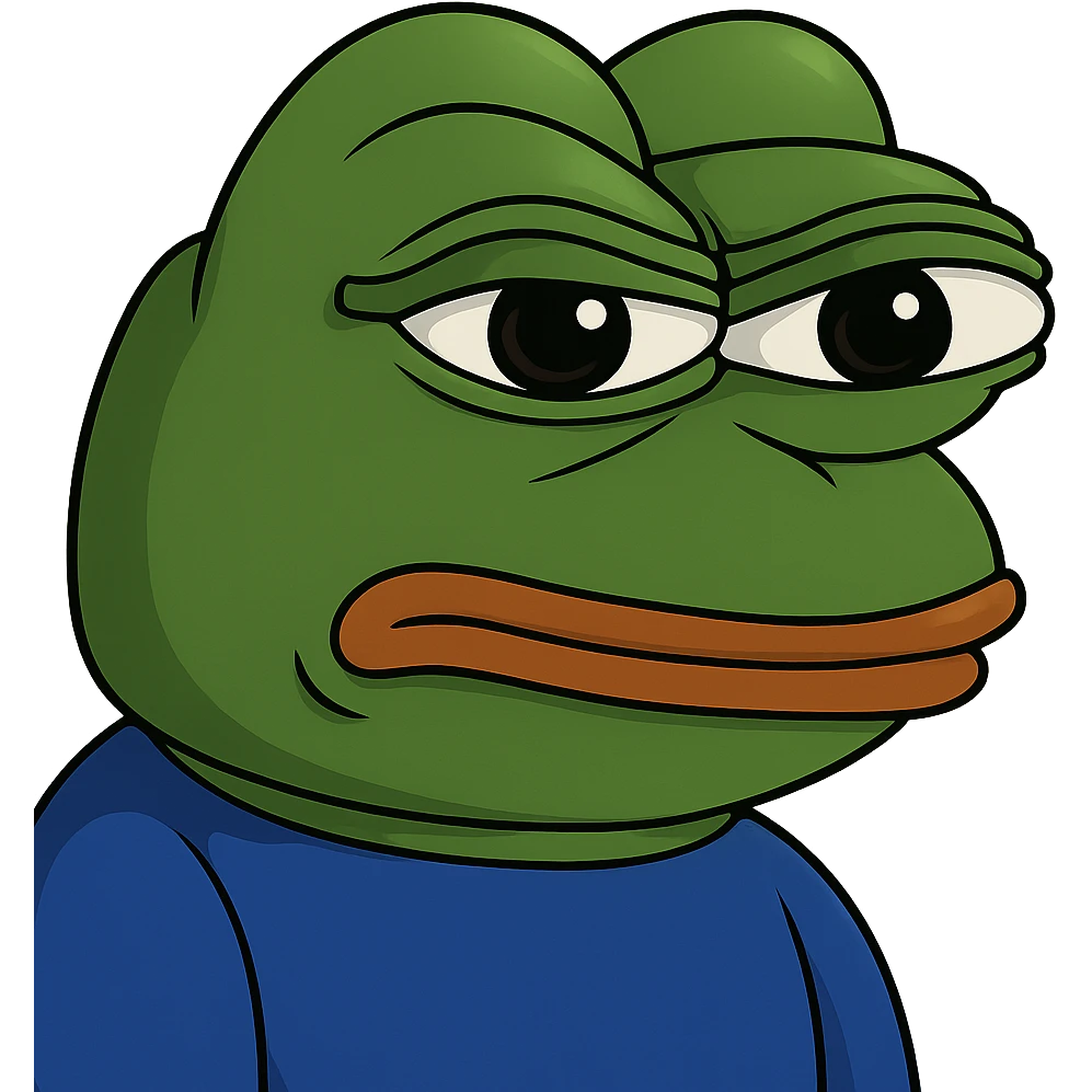 pepe the frog with a determined expression emoji