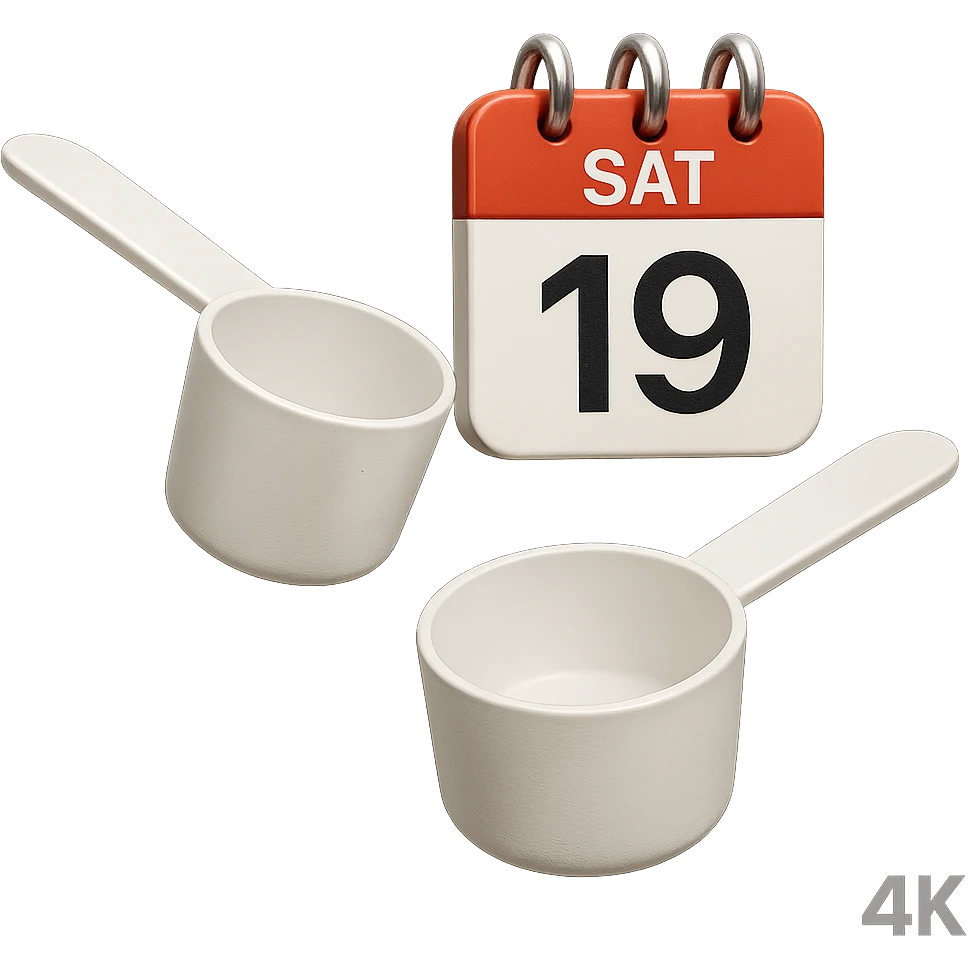 DUE BOCCETTE DI INTEGRATORI BIANCHE FLUTTUANO IN ARIA INSIEME AD UN CALENDARIO IN STILE EMOJI IPHONE, IPERREALISTICA 4K emoji
