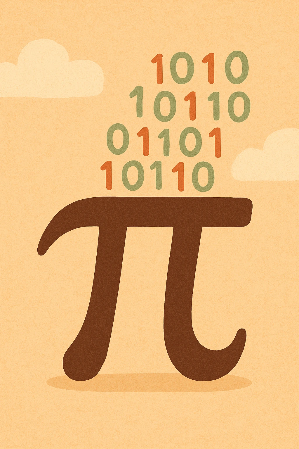  combine the π (pi) math symbol, binary code emerging from it. emoji