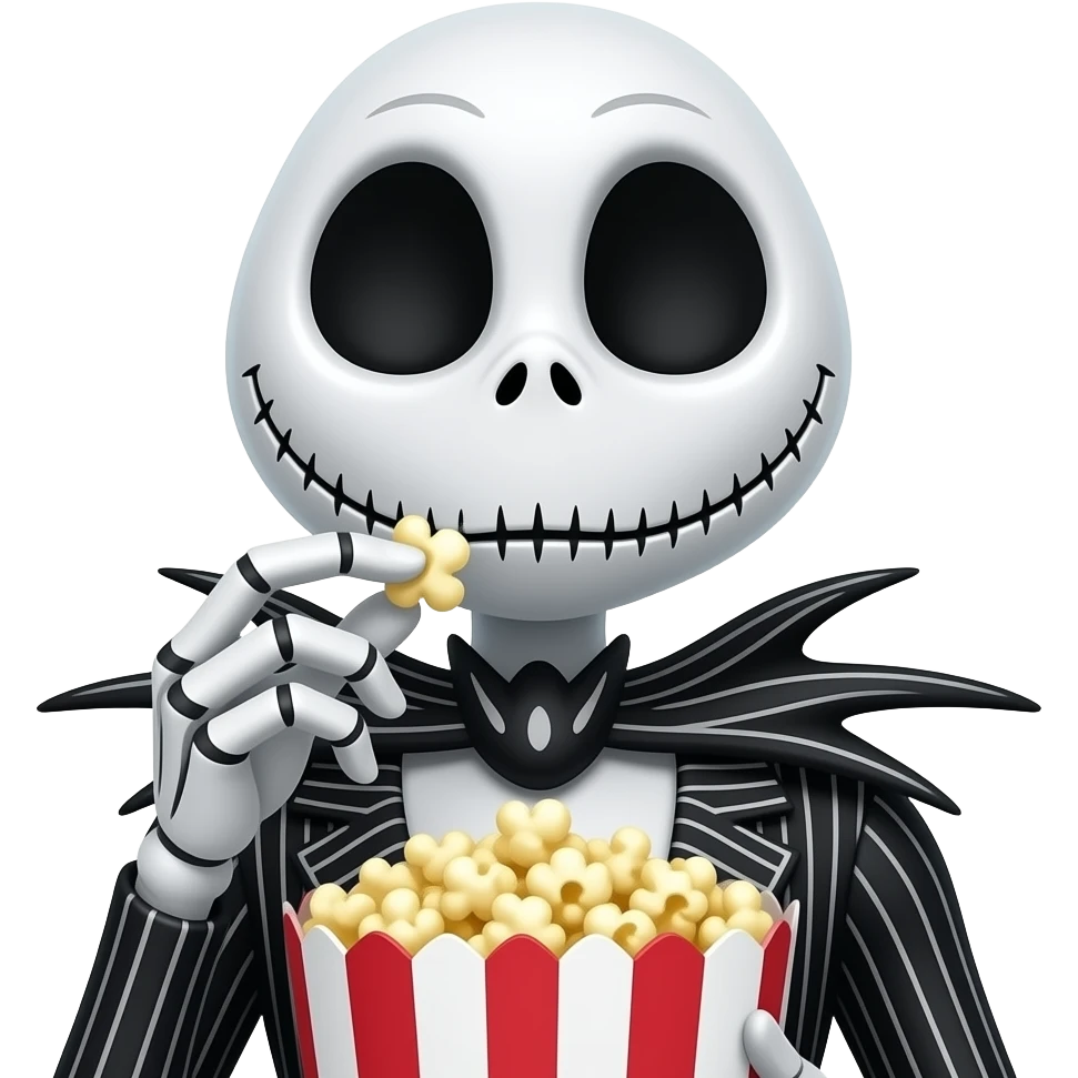 jack skelington eating popcorn emoji