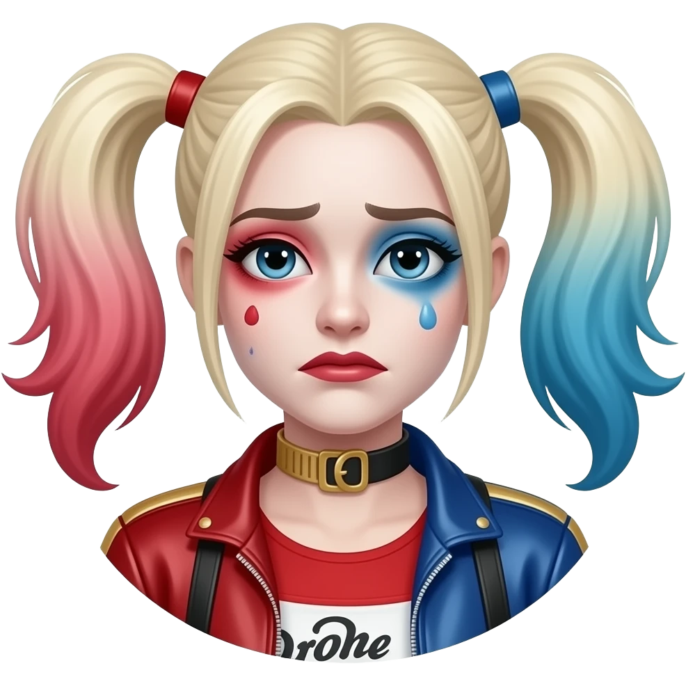 harley quinn negando con la mano en la cabeza triste emoji