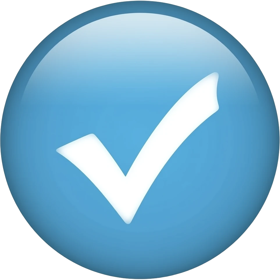 Sky Blue circle with a verification tike emoji