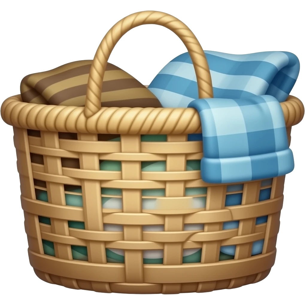 cane washing backet with clothes in it emoji