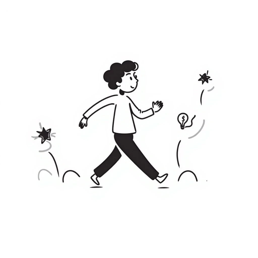Edit the stick figure to be running for opportunities, keep the same hand drawn doodle style. emoji