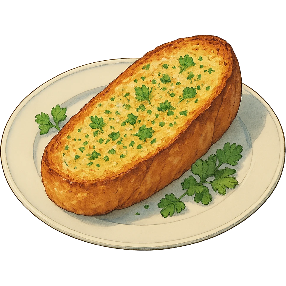 EPIC garlic bread, plated CUISINE emoji
